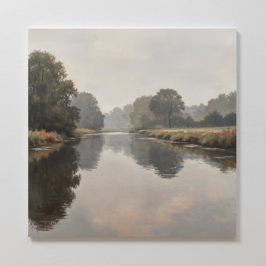 Whispers of the Quiet River – neutral-toned vintage canvas wall art print by Aspire Prints