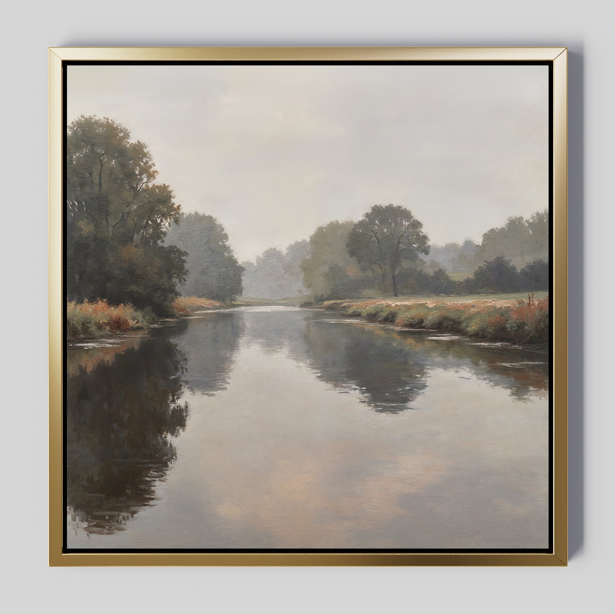 Whispers of the Quiet River – neutral-toned vintage canvas wall art print by Aspire Prints