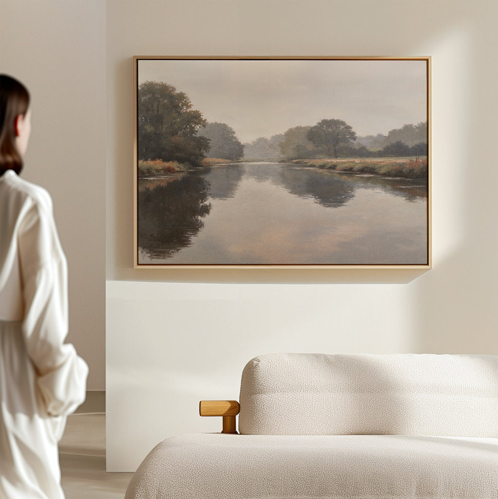 Whispers of the Quiet Bend – neutral-toned vintage canvas wall art print by Aspire Prints