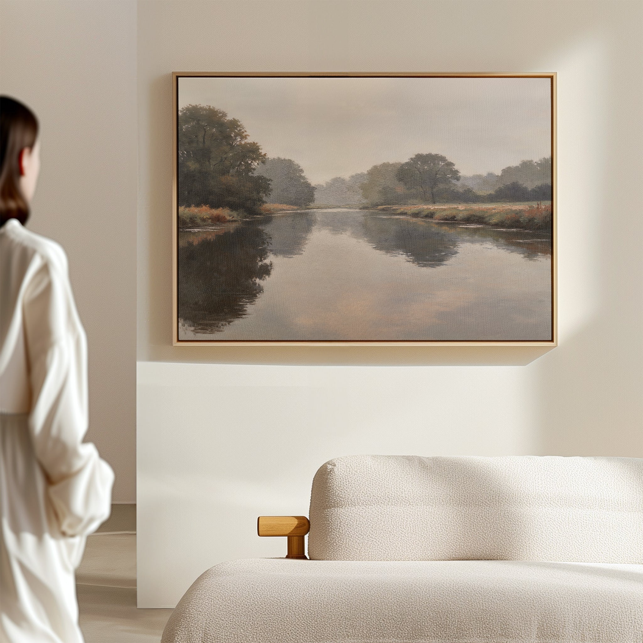 Whispers of the Quiet Bend – neutral-toned vintage canvas wall art print by Aspire Prints