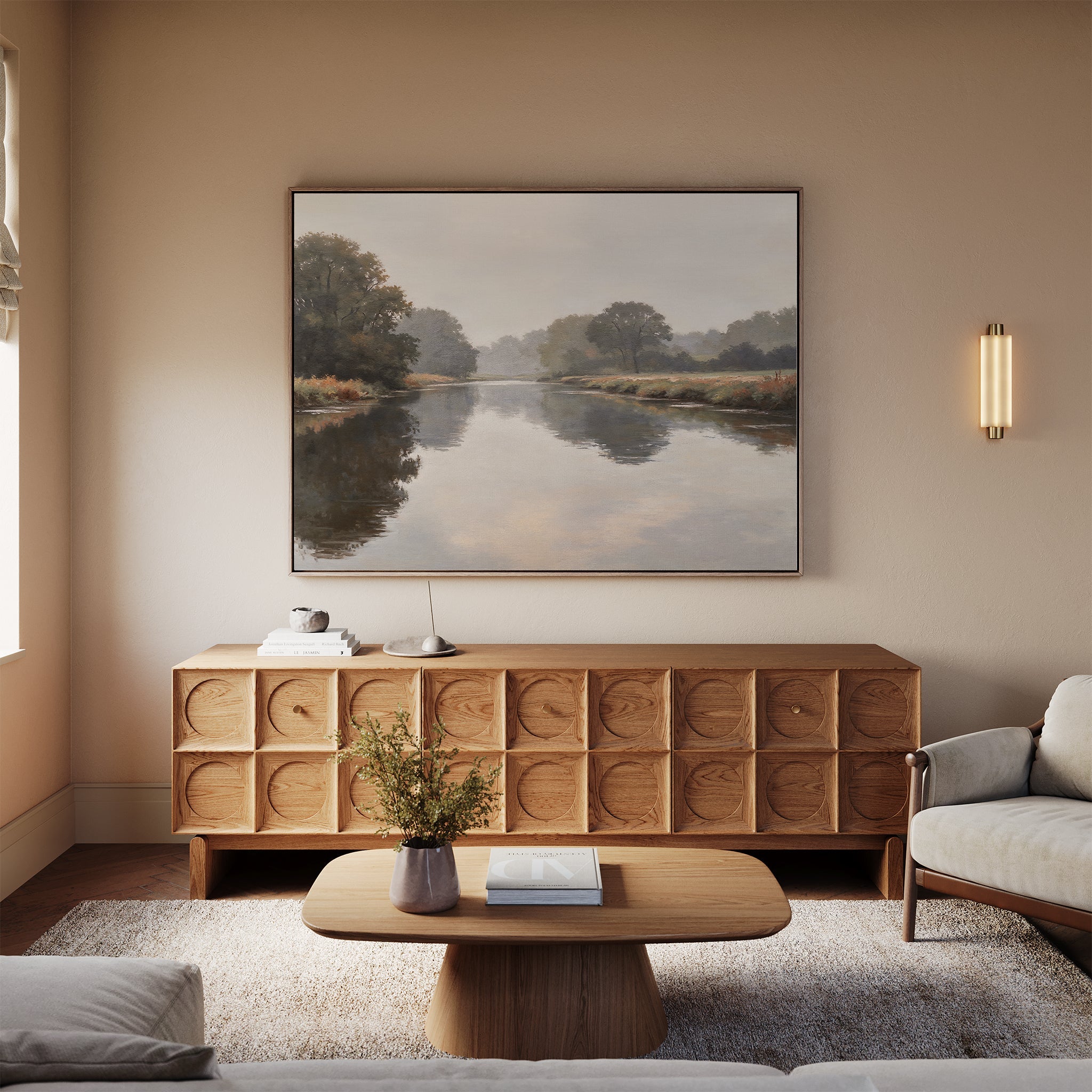 Whispers of the Quiet Bend – neutral-toned vintage canvas wall art print by Aspire Prints