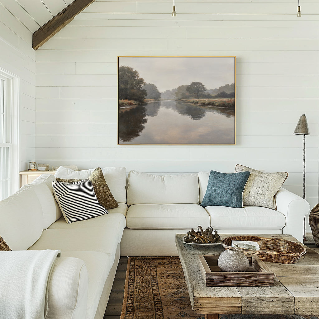 Whispers of the Quiet Bend – neutral-toned vintage canvas wall art print by Aspire Prints