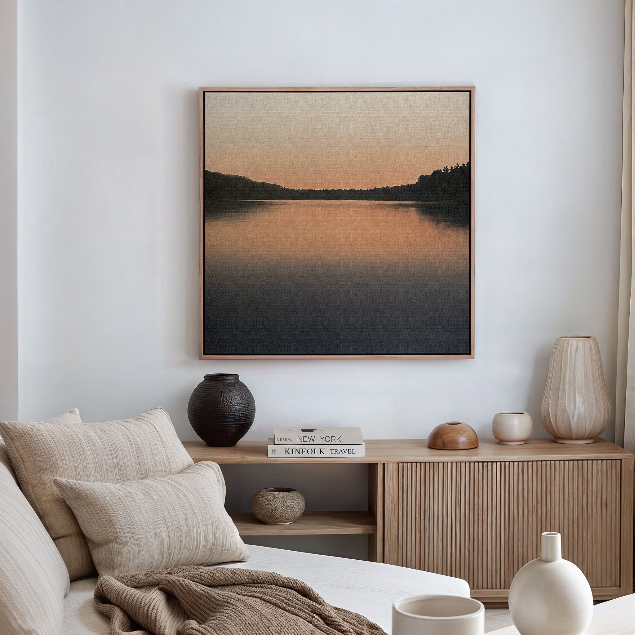 Whispers at Dusk – black coastal canvas wall art print by Aspire Prints