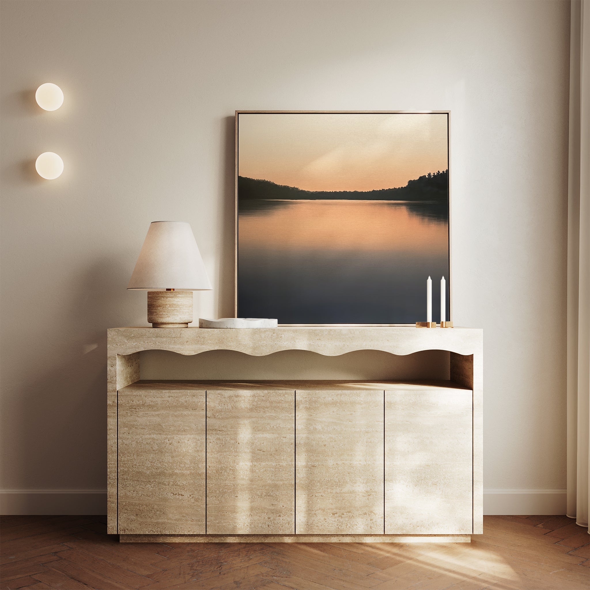 Whispers at Dusk – black coastal canvas wall art print by Aspire Prints