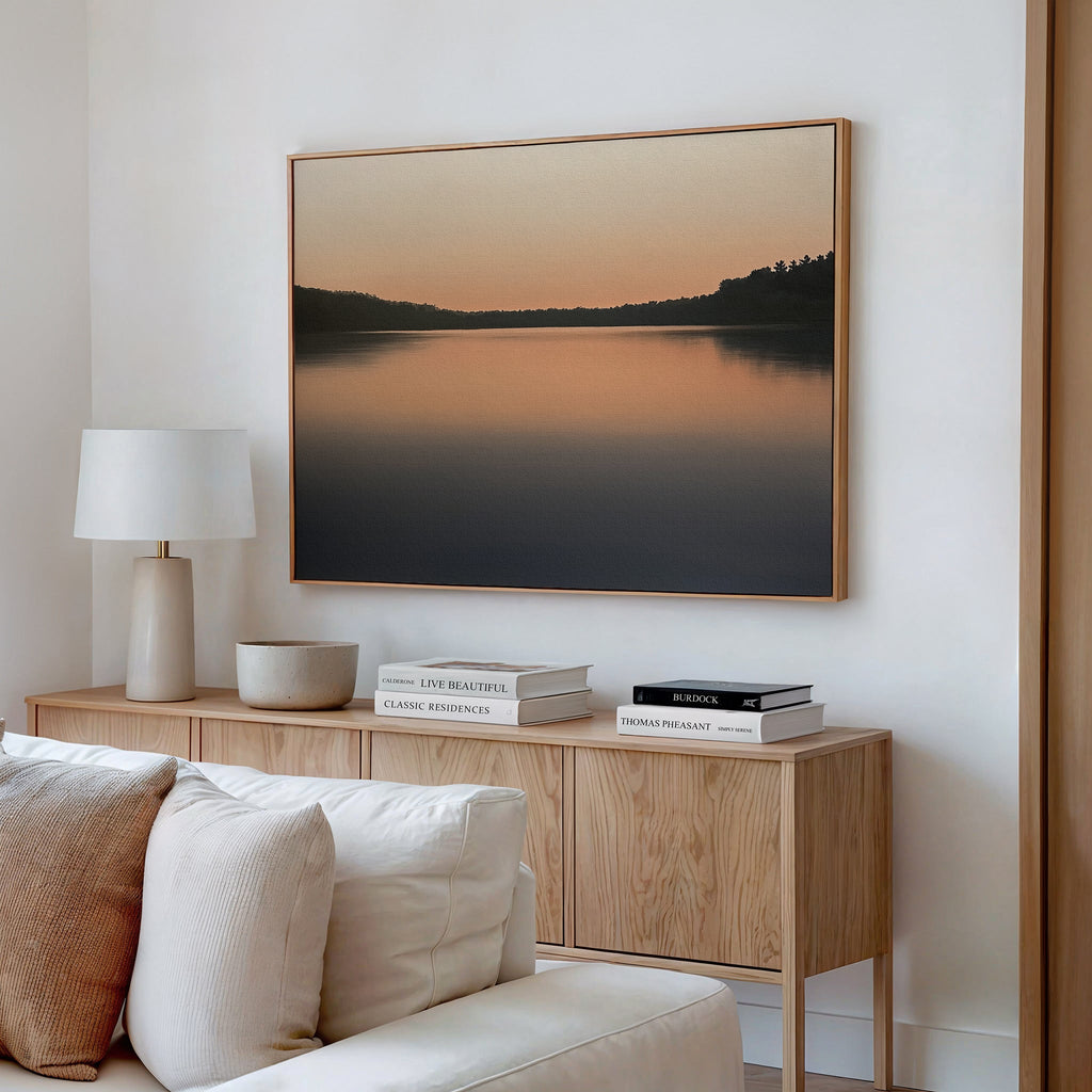 Whispers of the Glass Lake – black coastal canvas wall art print by Aspire Prints