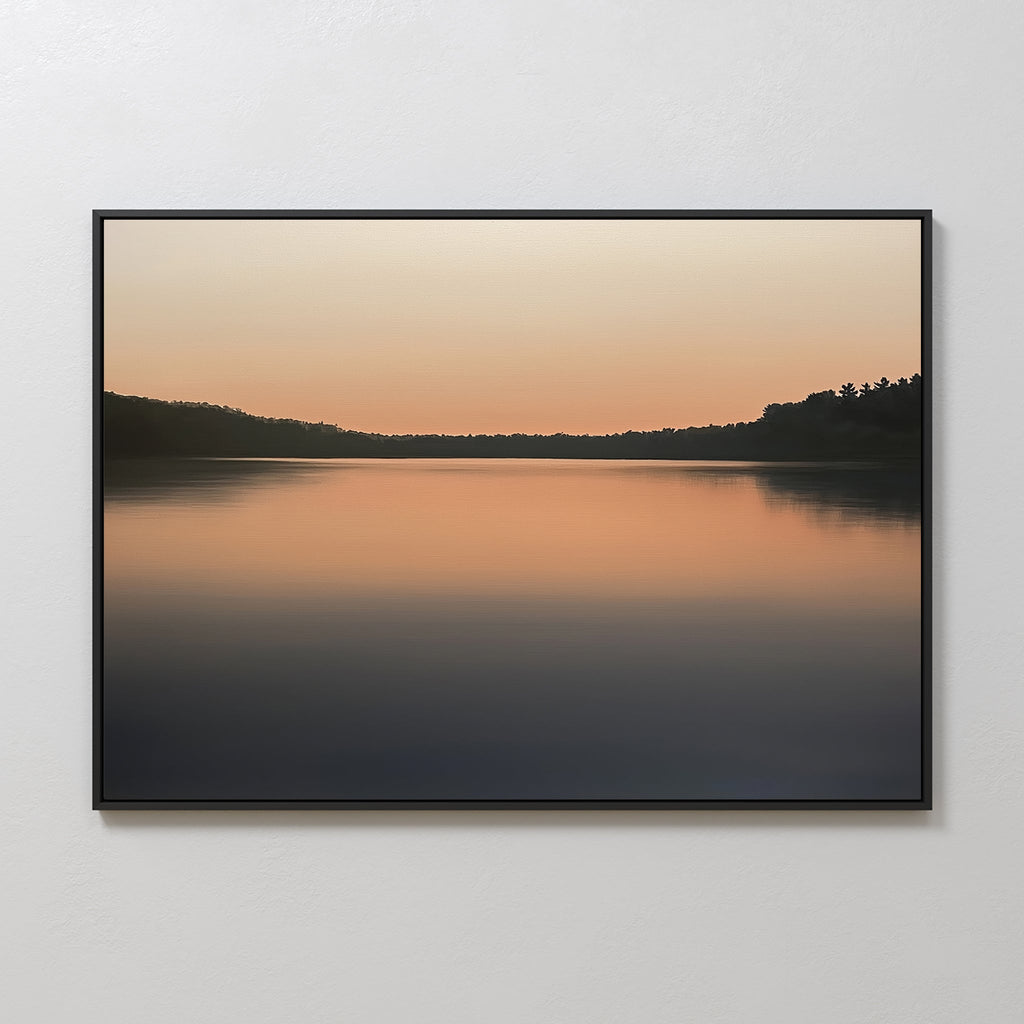 Whispers of the Glass Lake – black coastal canvas wall art print by Aspire Prints