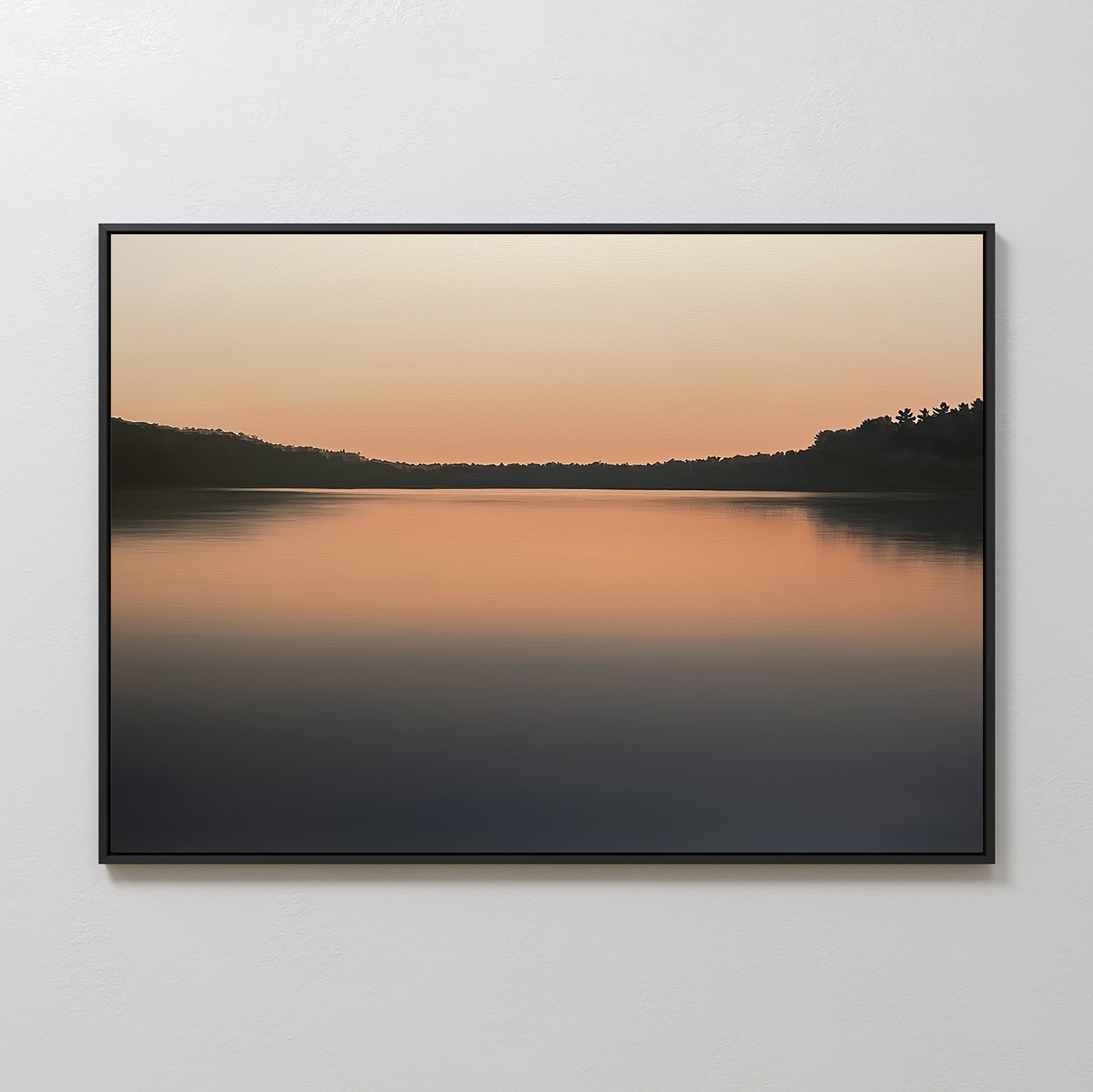 Whispers of the Glass Lake – black coastal canvas wall art print by Aspire Prints