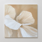 Petal Hush – beige and white botanical canvas wall art print by Aspire Prints