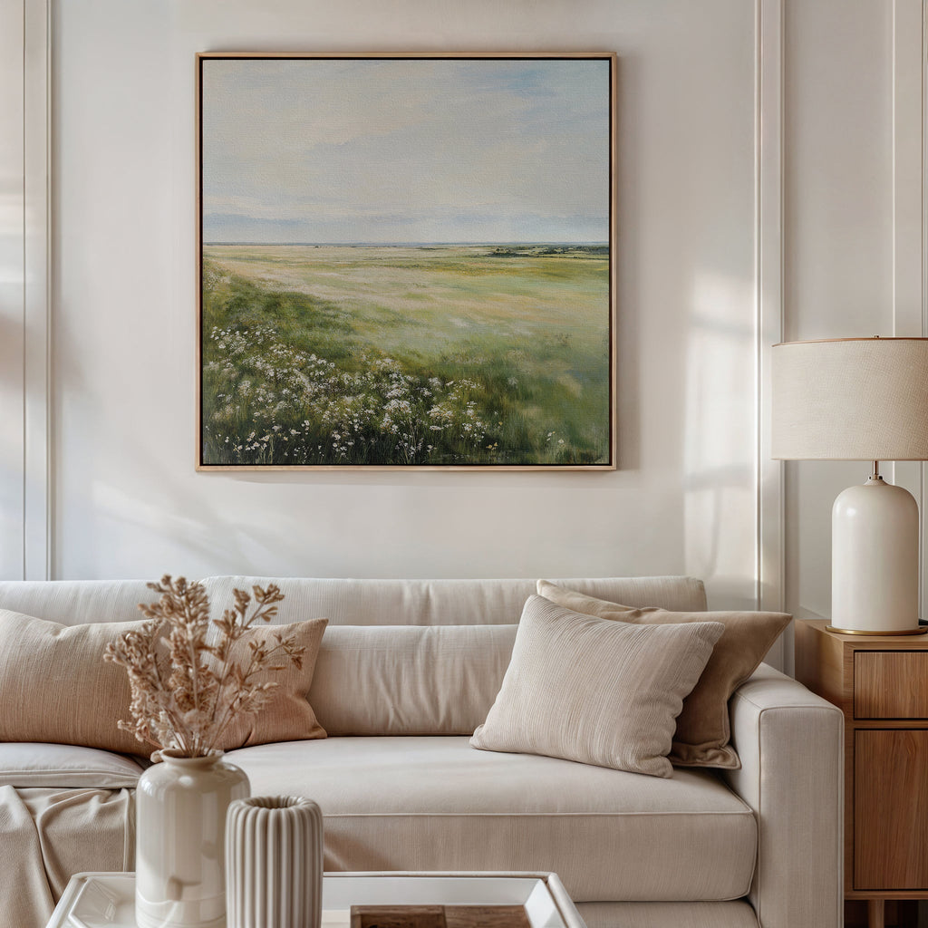 Where Wildflowers Whisper – green vintage canvas wall art print by Aspire Prints