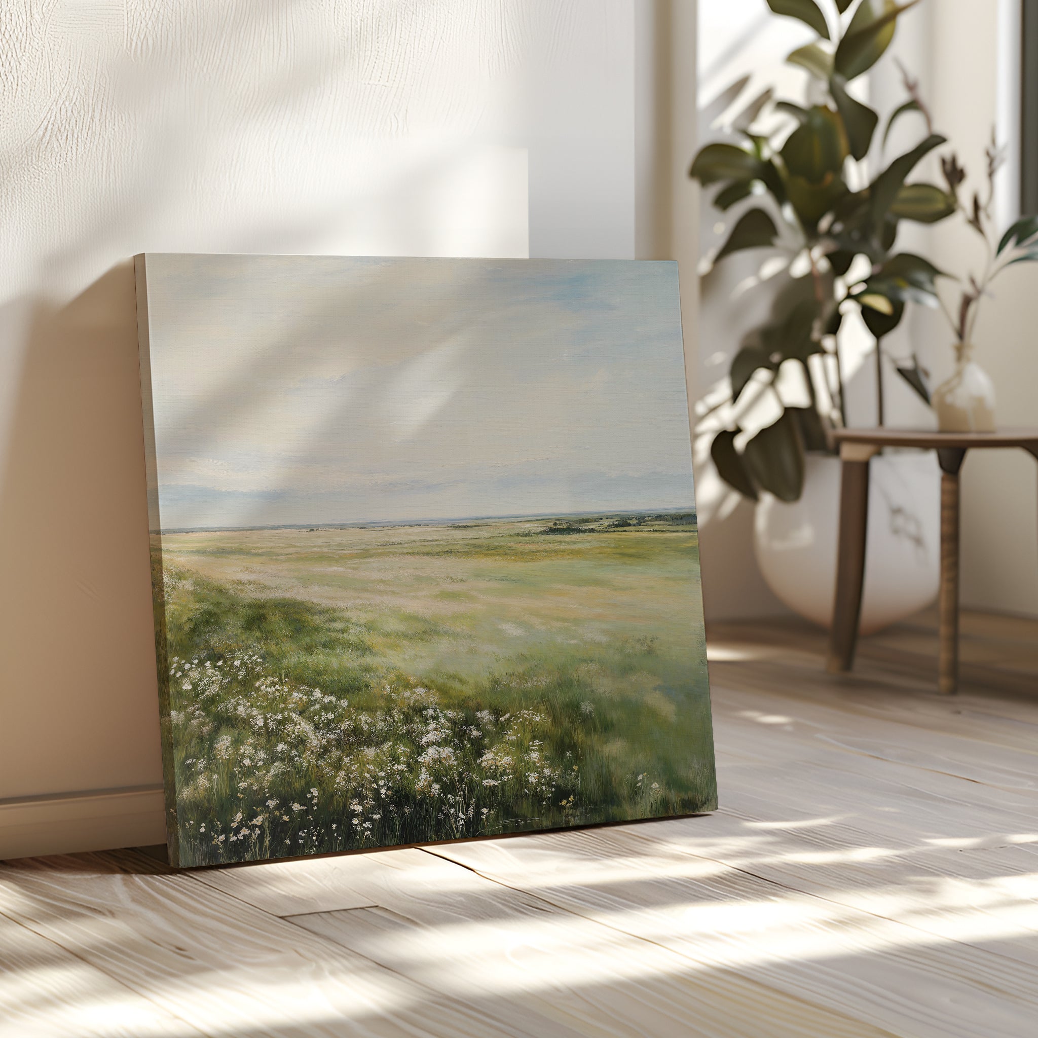 Where Wildflowers Whisper – green vintage canvas wall art print by Aspire Prints