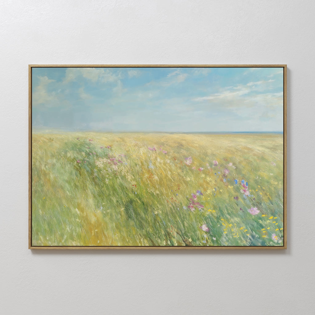 Meadow Whispers in Gold – green vintage canvas wall art print by Aspire Prints