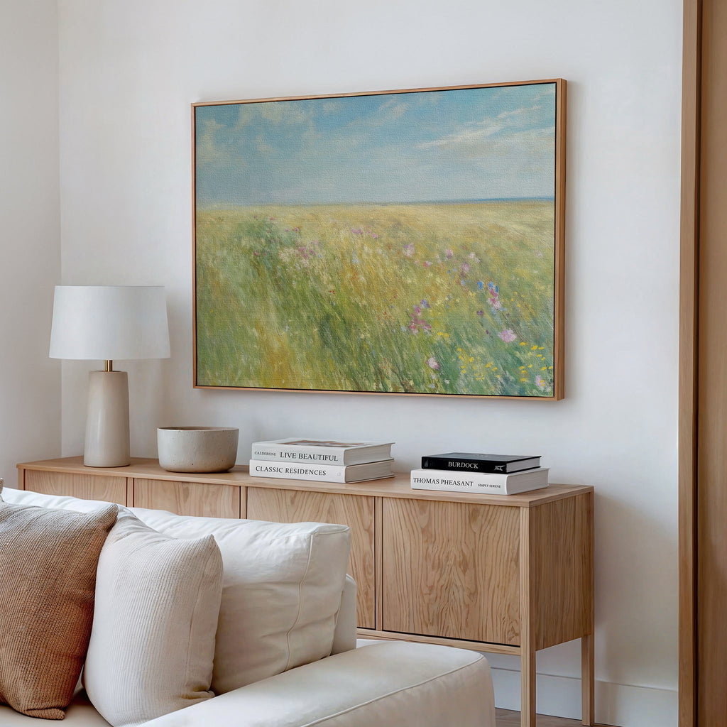 Meadow Whispers in Gold – green vintage canvas wall art print by Aspire Prints