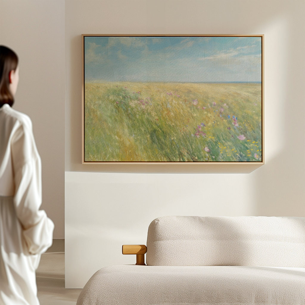 Meadow Whispers in Gold – green vintage canvas wall art print by Aspire Prints