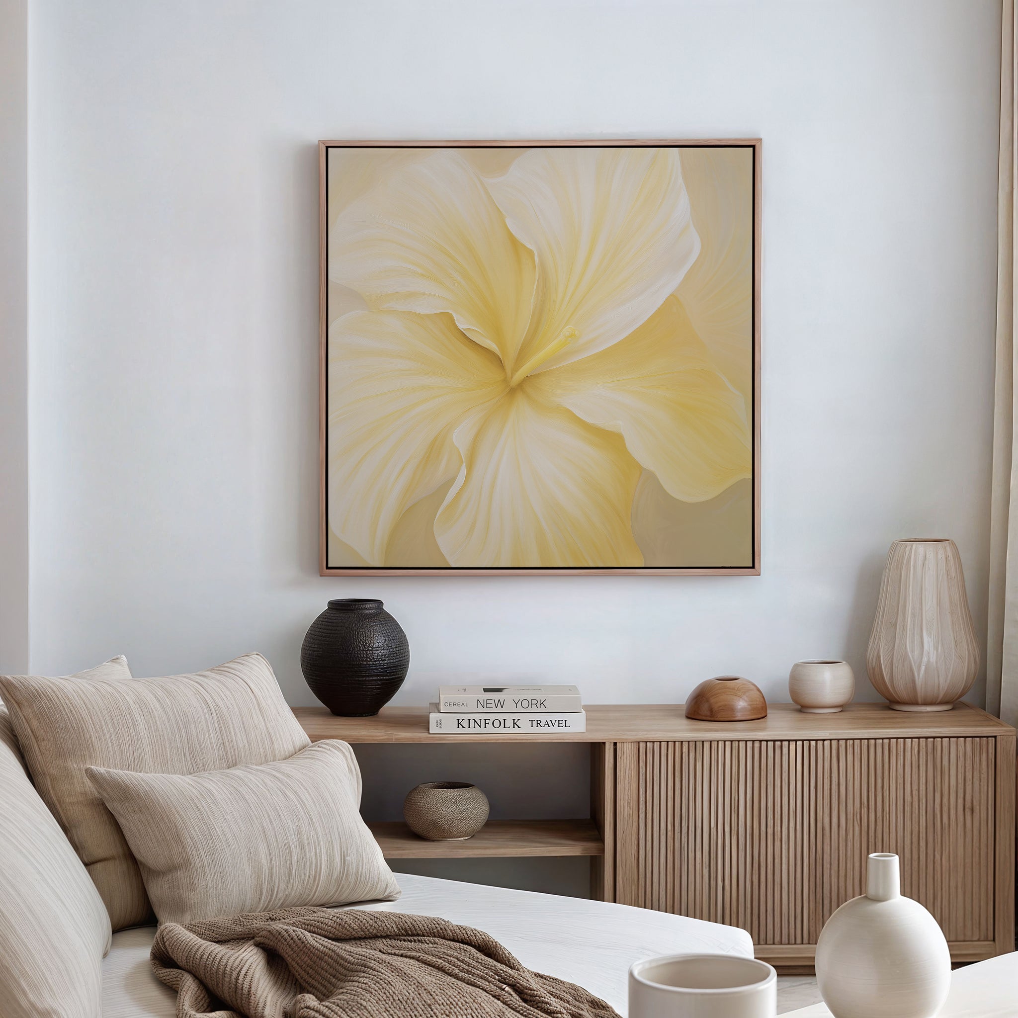 Whisper of Honeyed Light – neutral-toned botanical canvas wall art print by Aspire Prints