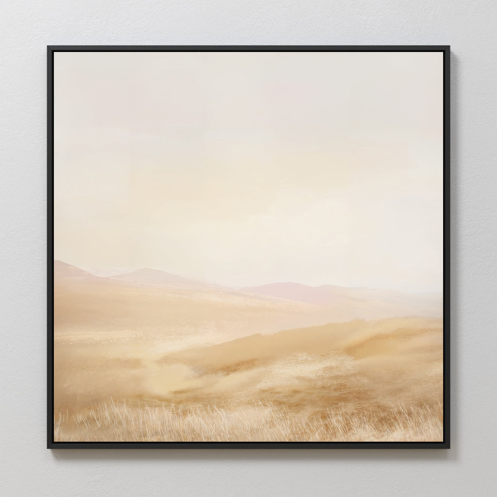 Whispers of a Golden Field – beige and white landscape canvas wall art print by Aspire Prints