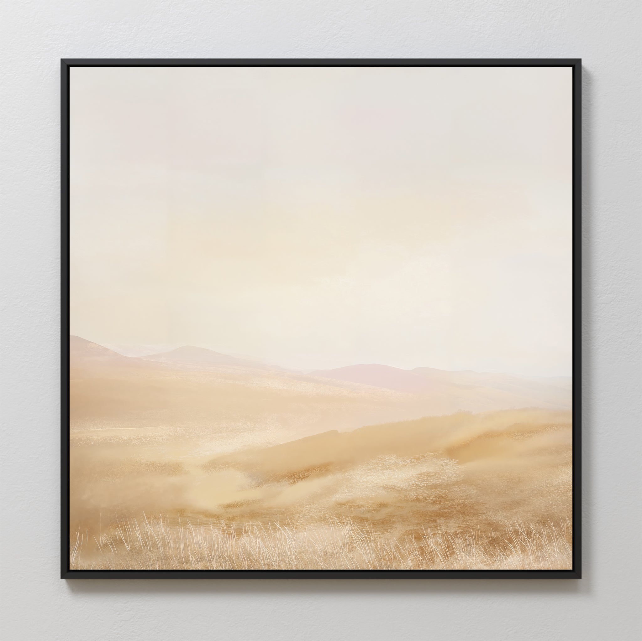 Whispers of a Golden Field – beige and white landscape canvas wall art print by Aspire Prints
