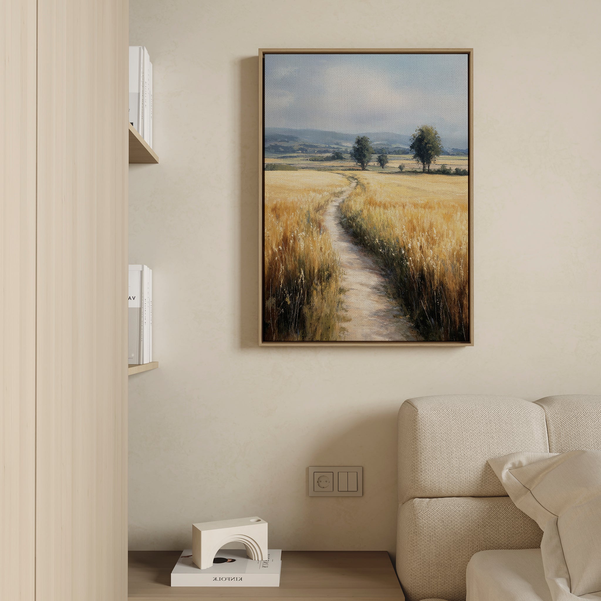 Where the Light Wanders – neutral-toned vintage canvas wall art print by Aspire Prints