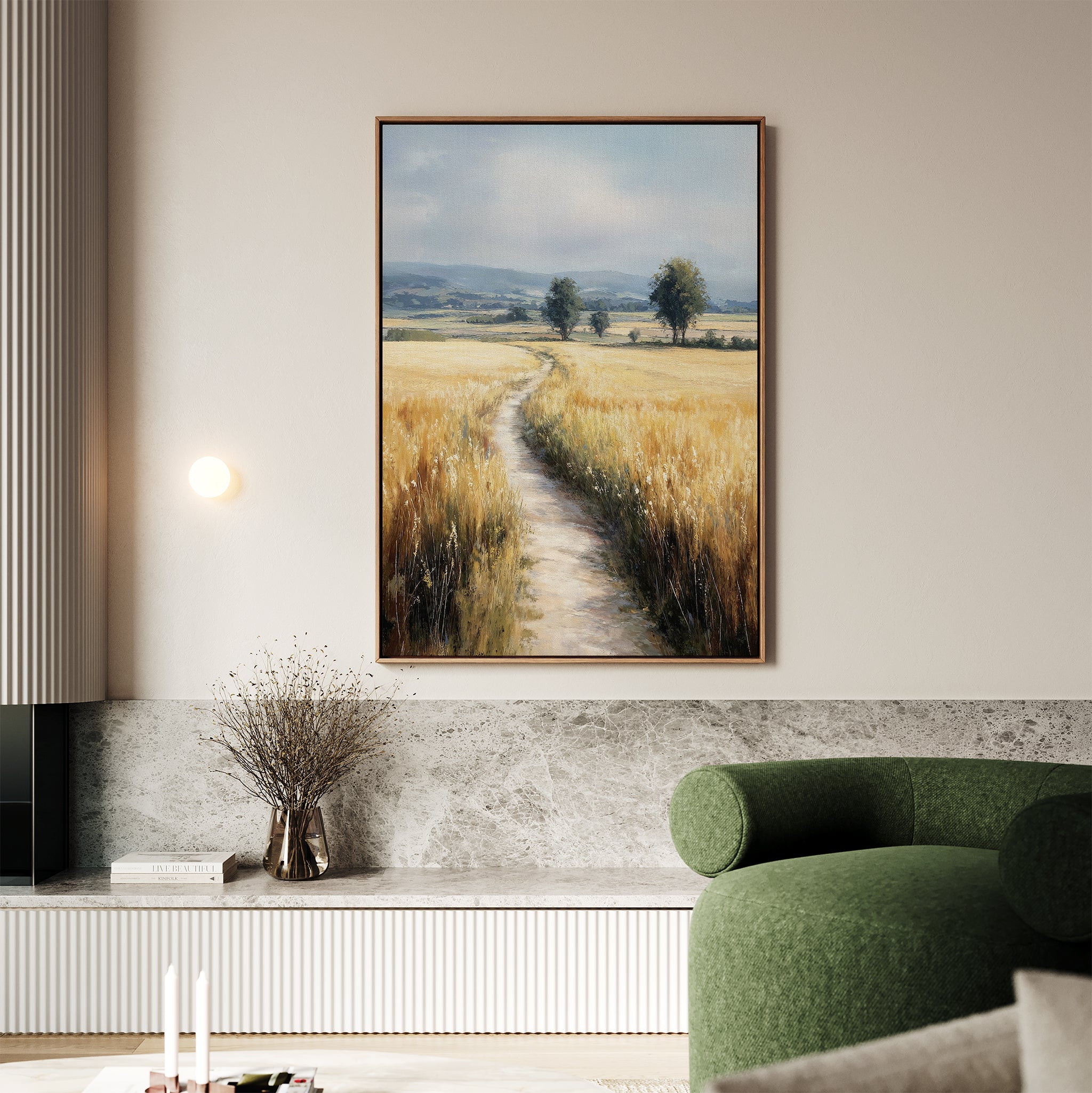 Where the Light Wanders – neutral-toned vintage canvas wall art print by Aspire Prints