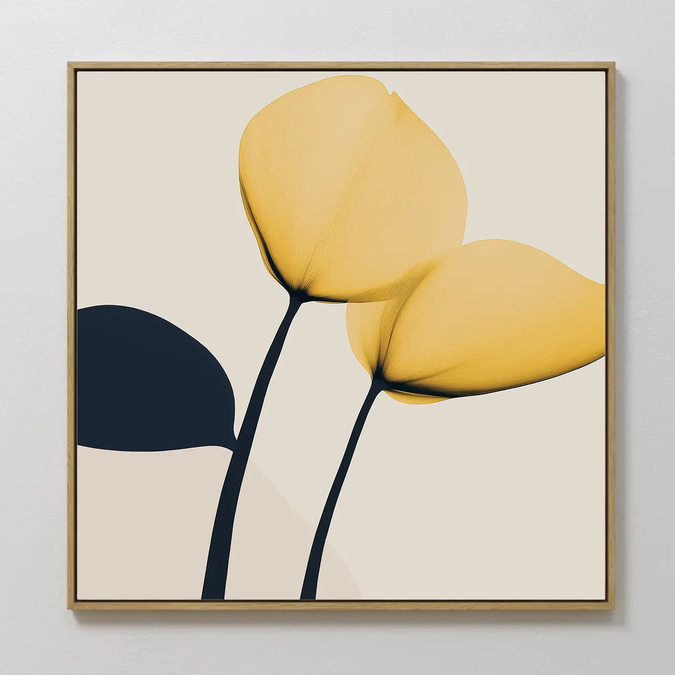 Cobalt Bloom Sonata – golden yellow botanical canvas wall art print by Aspire Prints