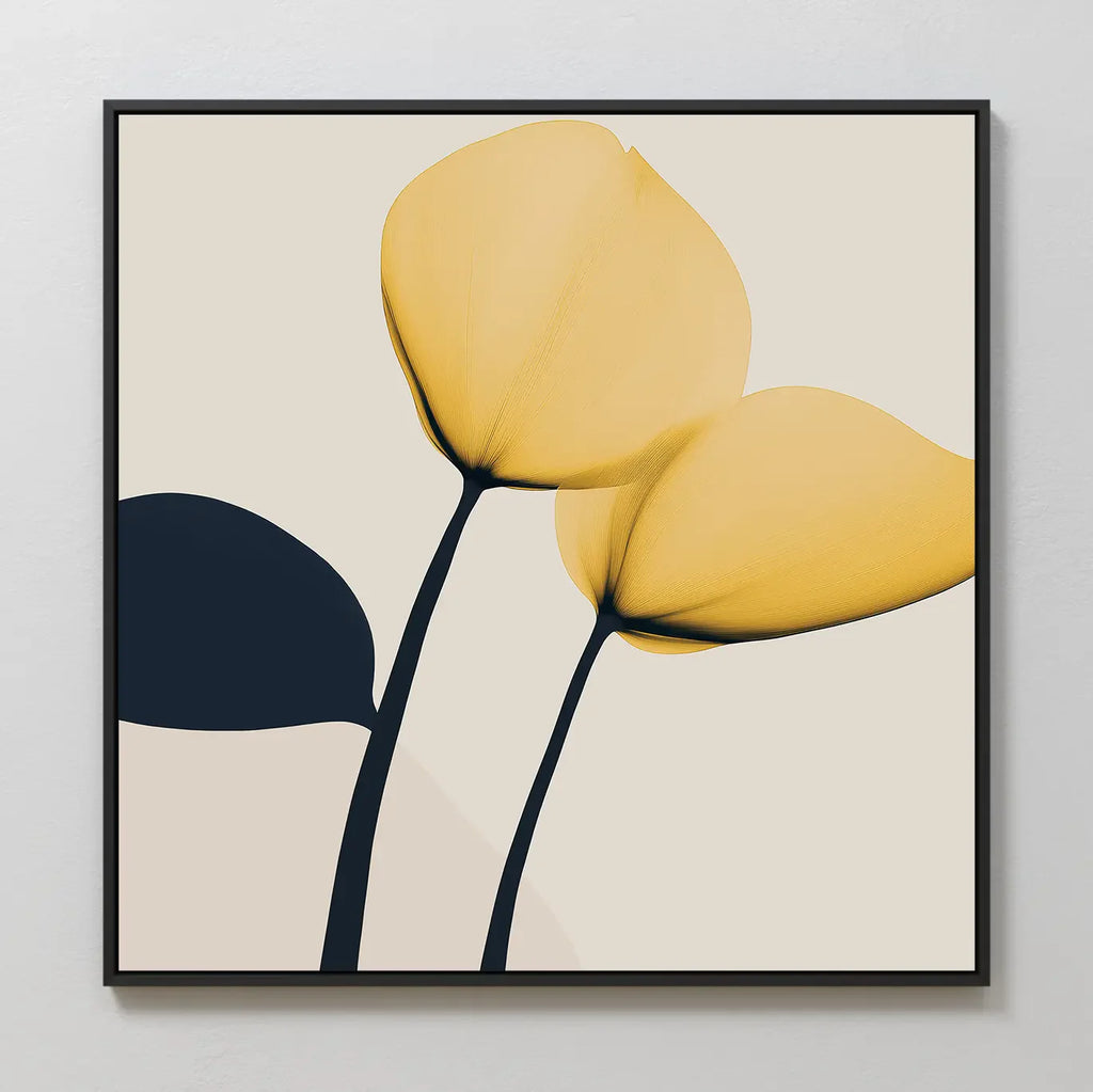 Cobalt Bloom Sonata – golden yellow botanical canvas wall art print by Aspire Prints