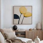 Cobalt Bloom Sonata – golden yellow botanical canvas wall art print by Aspire Prints