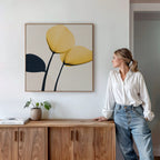 Cobalt Bloom Sonata – golden yellow botanical canvas wall art print by Aspire Prints