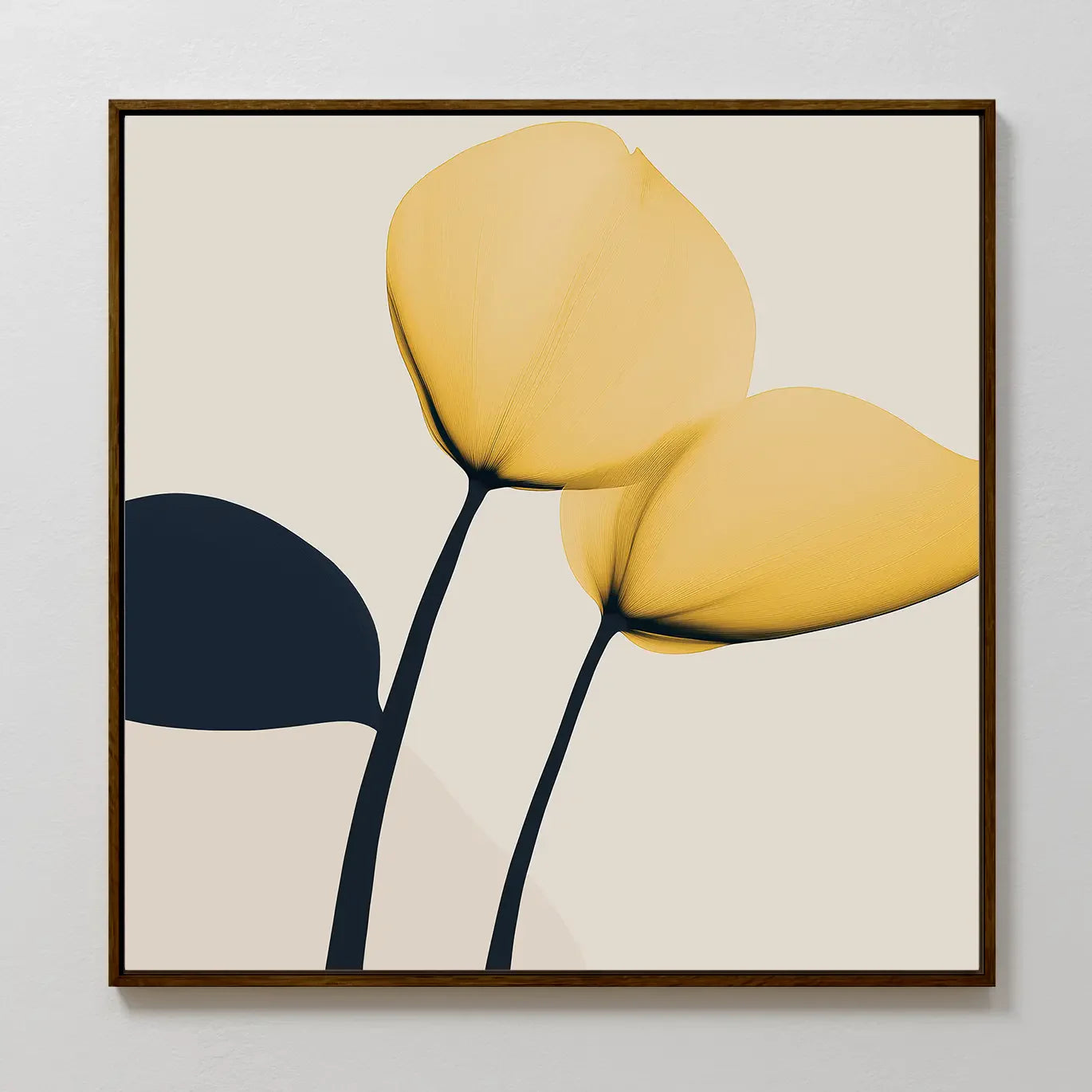 Cobalt Bloom Sonata – golden yellow botanical canvas wall art print by Aspire Prints