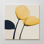 Cobalt Bloom Sonata – golden yellow botanical canvas wall art print by Aspire Prints
