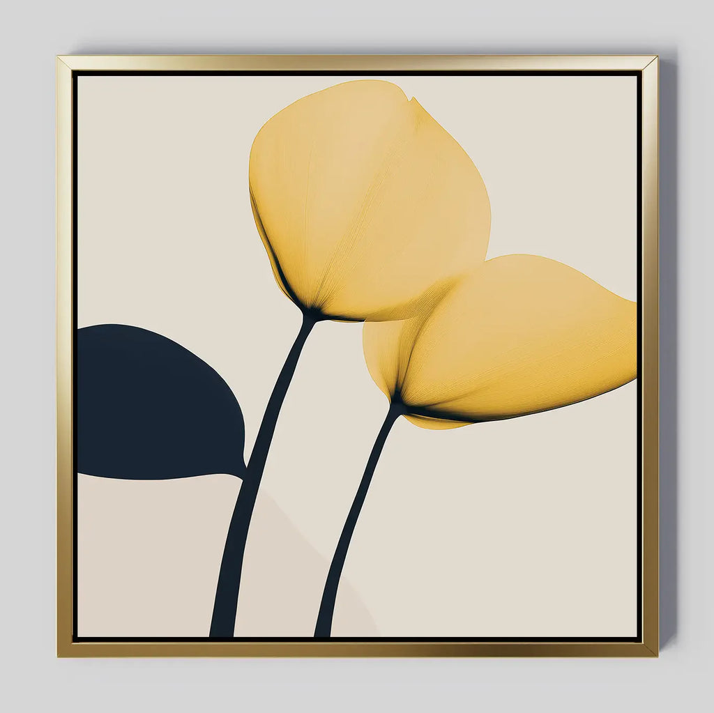 Cobalt Bloom Sonata – golden yellow botanical canvas wall art print by Aspire Prints