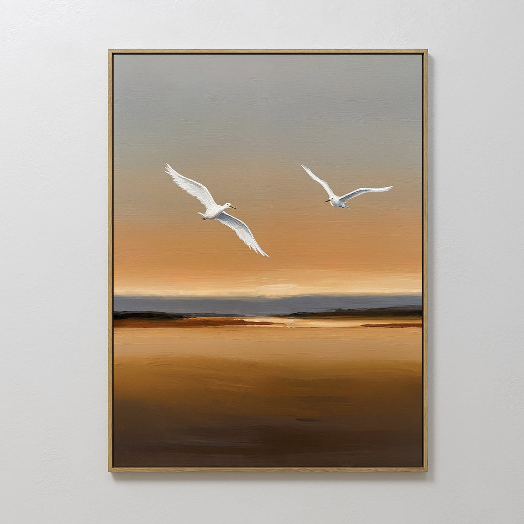 Wings of the Amber Sky – neutral-toned vintage canvas wall art print by Aspire Prints