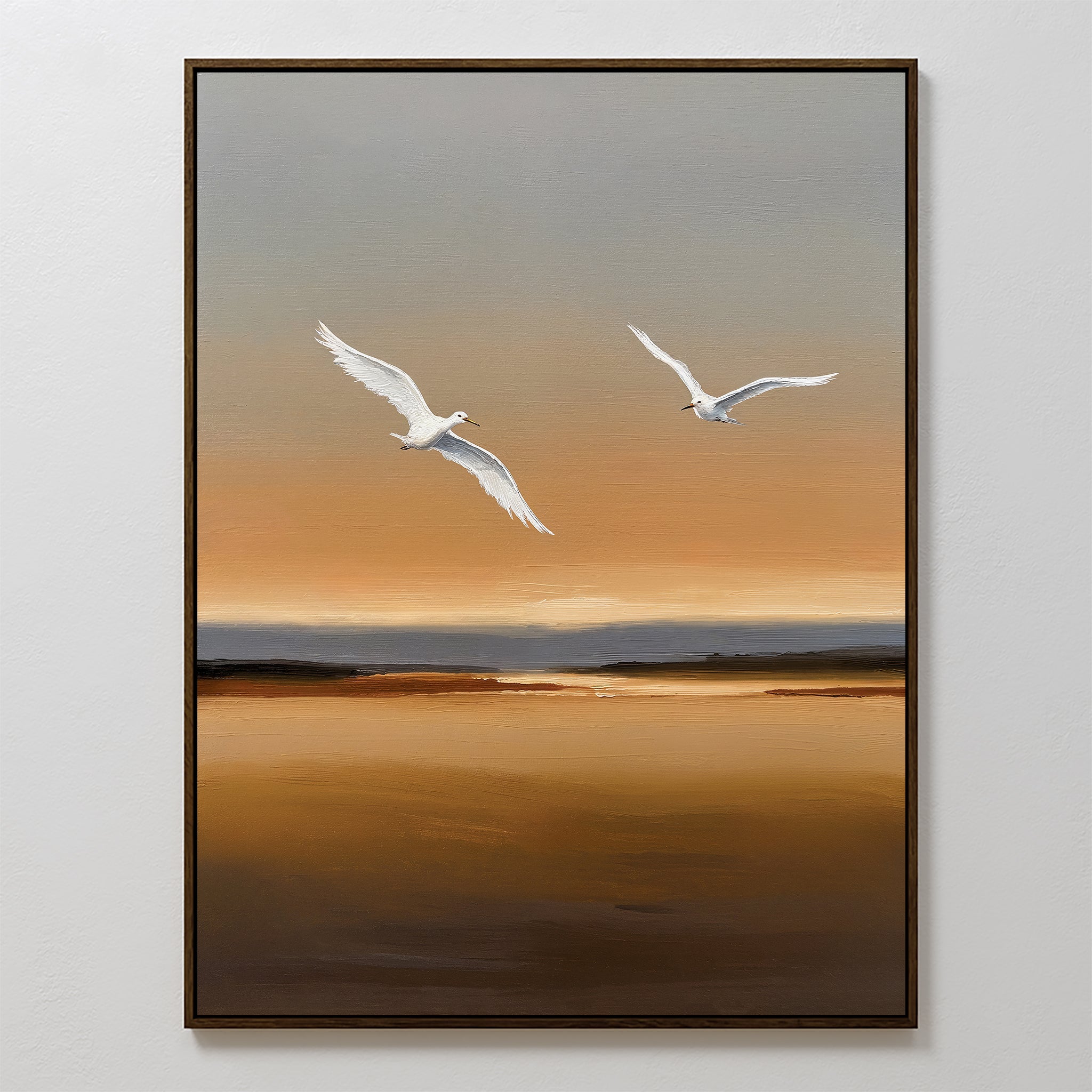 Wings of the Amber Sky – neutral-toned vintage canvas wall art print by Aspire Prints