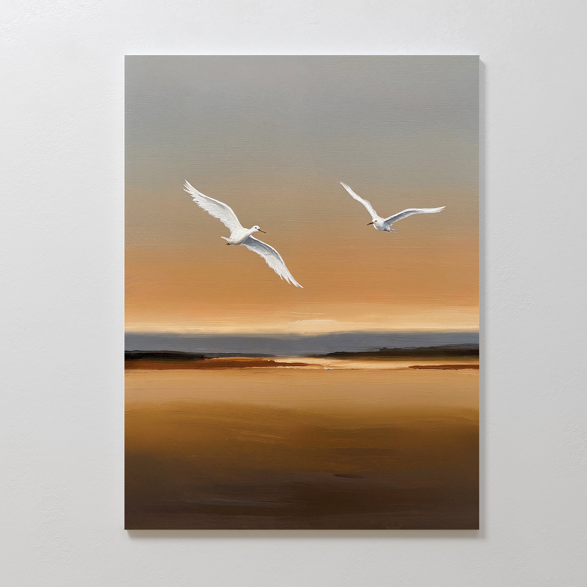 Wings of the Amber Sky – neutral-toned vintage canvas wall art print by Aspire Prints
