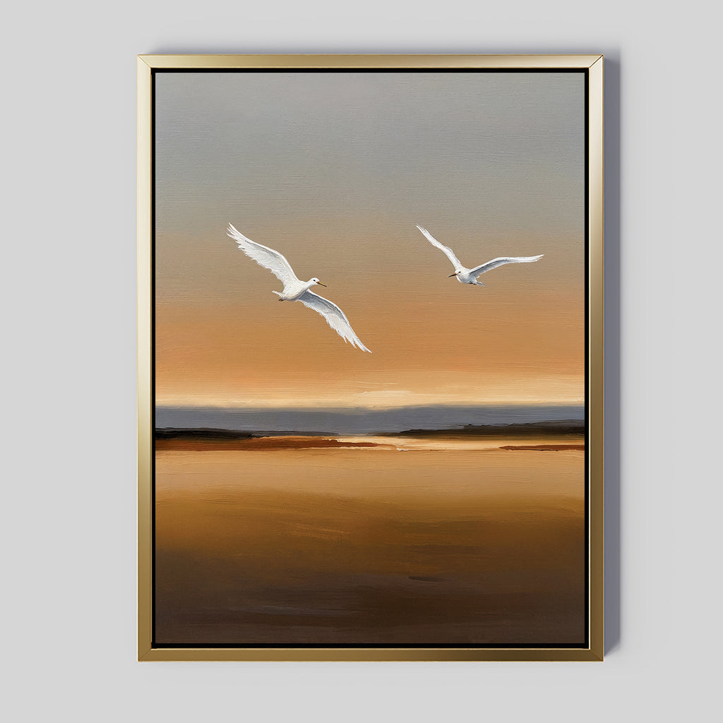 Wings of the Amber Sky – neutral-toned vintage canvas wall art print by Aspire Prints
