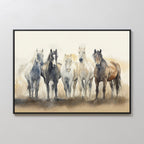 Wild Hooves at Twilight – earthy brown vintage canvas wall art print by Aspire Prints