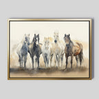 Wild Hooves at Twilight – earthy brown vintage canvas wall art print by Aspire Prints