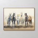 Wild Hooves at Twilight – earthy brown vintage canvas wall art print by Aspire Prints
