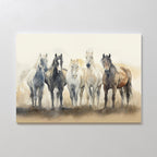 Wild Hooves at Twilight – earthy brown vintage canvas wall art print by Aspire Prints