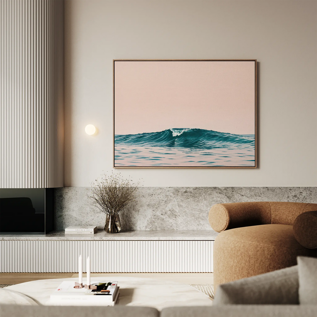 Whisper of the Tide – blush pink coastal canvas wall art print by Aspire Prints