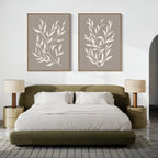 Whispering Ferns Diptych – Set of 2 Canvas Prints set of 2 – beige and white botanical canvas wall art by Aspire Prints