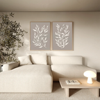 Whispering Ferns Diptych – Set of 2 Canvas Prints set of 2 – beige and white botanical canvas wall art by Aspire Prints