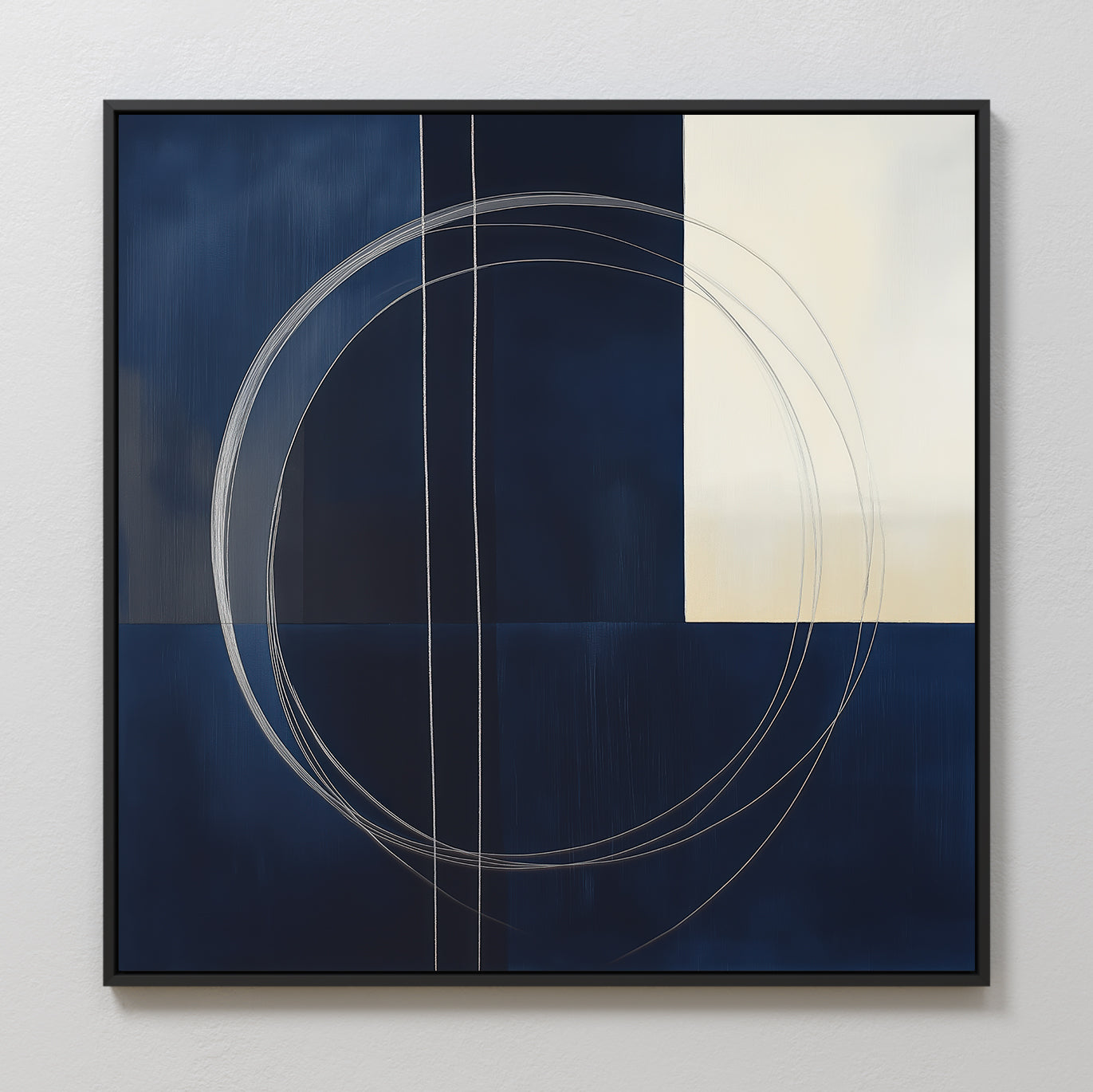 Orbits in Midnight – blue abstract canvas wall art print by Aspire Prints