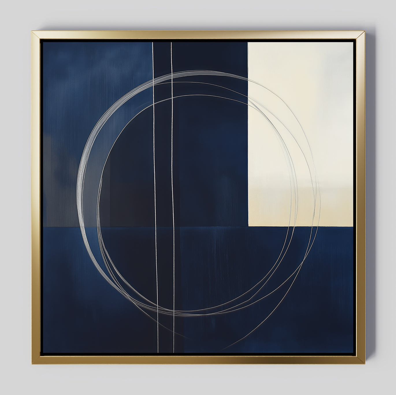 Orbits in Midnight – blue abstract canvas wall art print by Aspire Prints