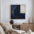 Orbits in Midnight – blue abstract canvas wall art print by Aspire Prints