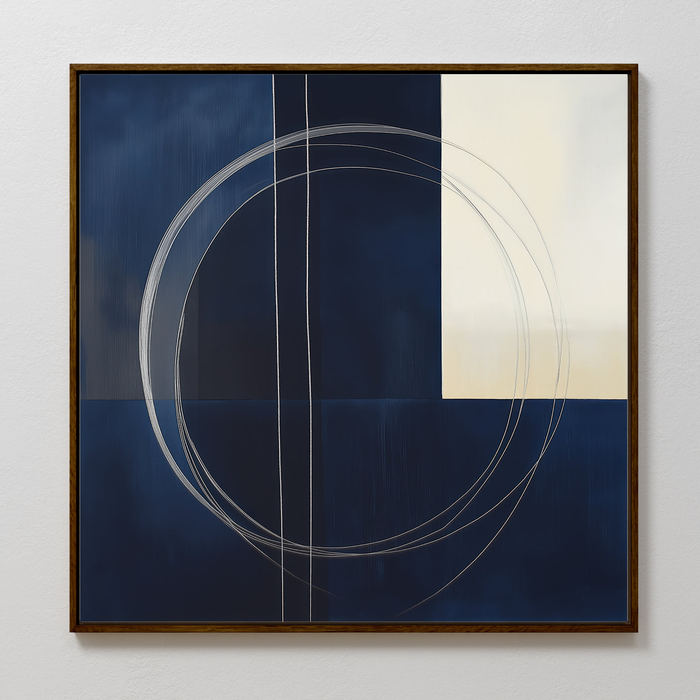 Orbits in Midnight – blue abstract canvas wall art print by Aspire Prints
