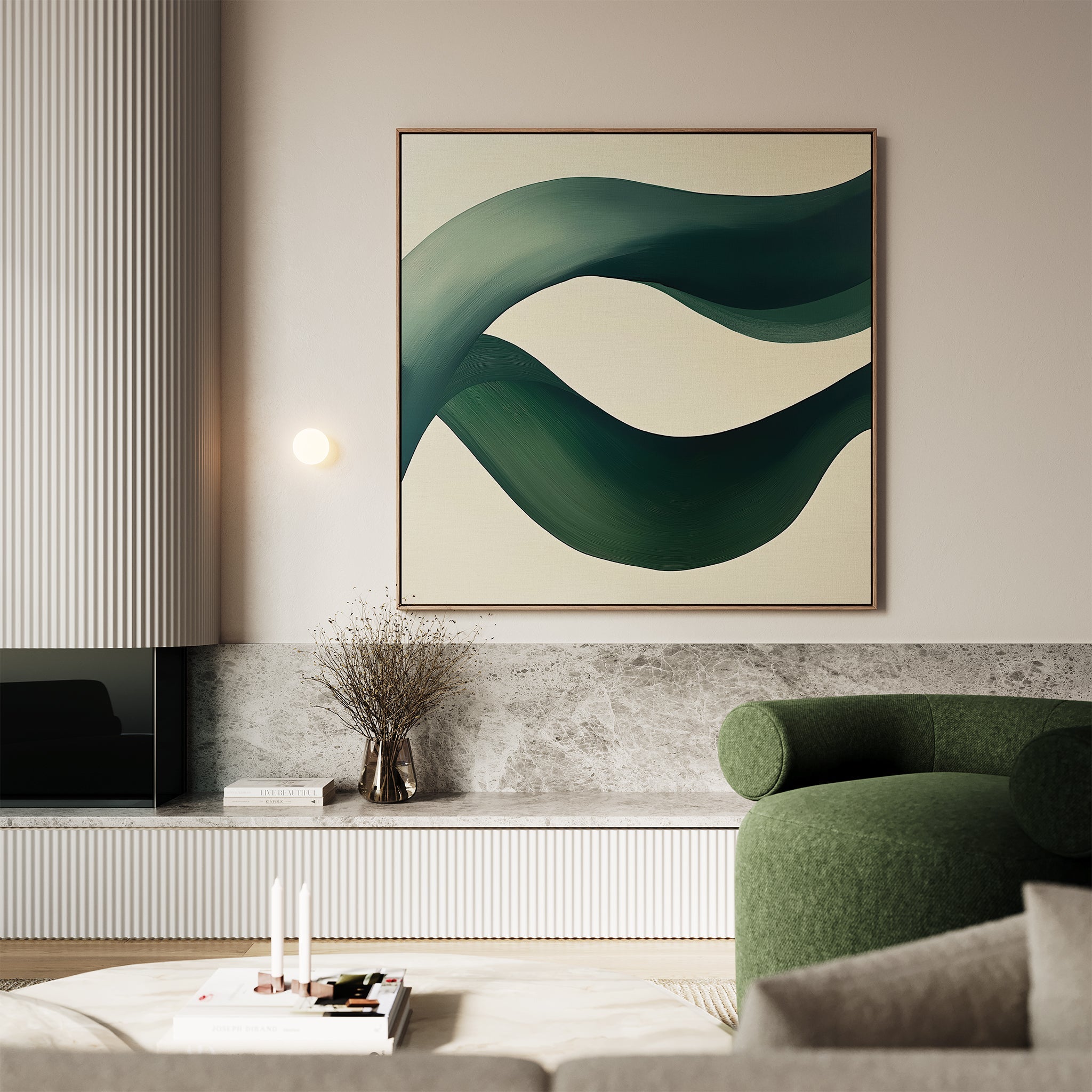 Whispers of the Verdant Tide Canvas Print – green abstract canvas wall art print by Aspire Prints