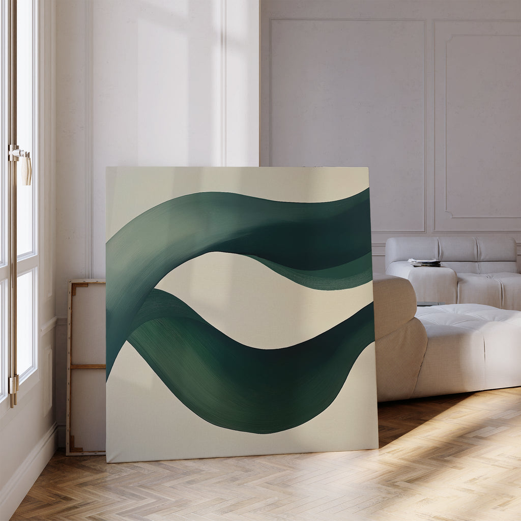 Whispers of the Verdant Tide Canvas Print – green abstract canvas wall art print by Aspire Prints