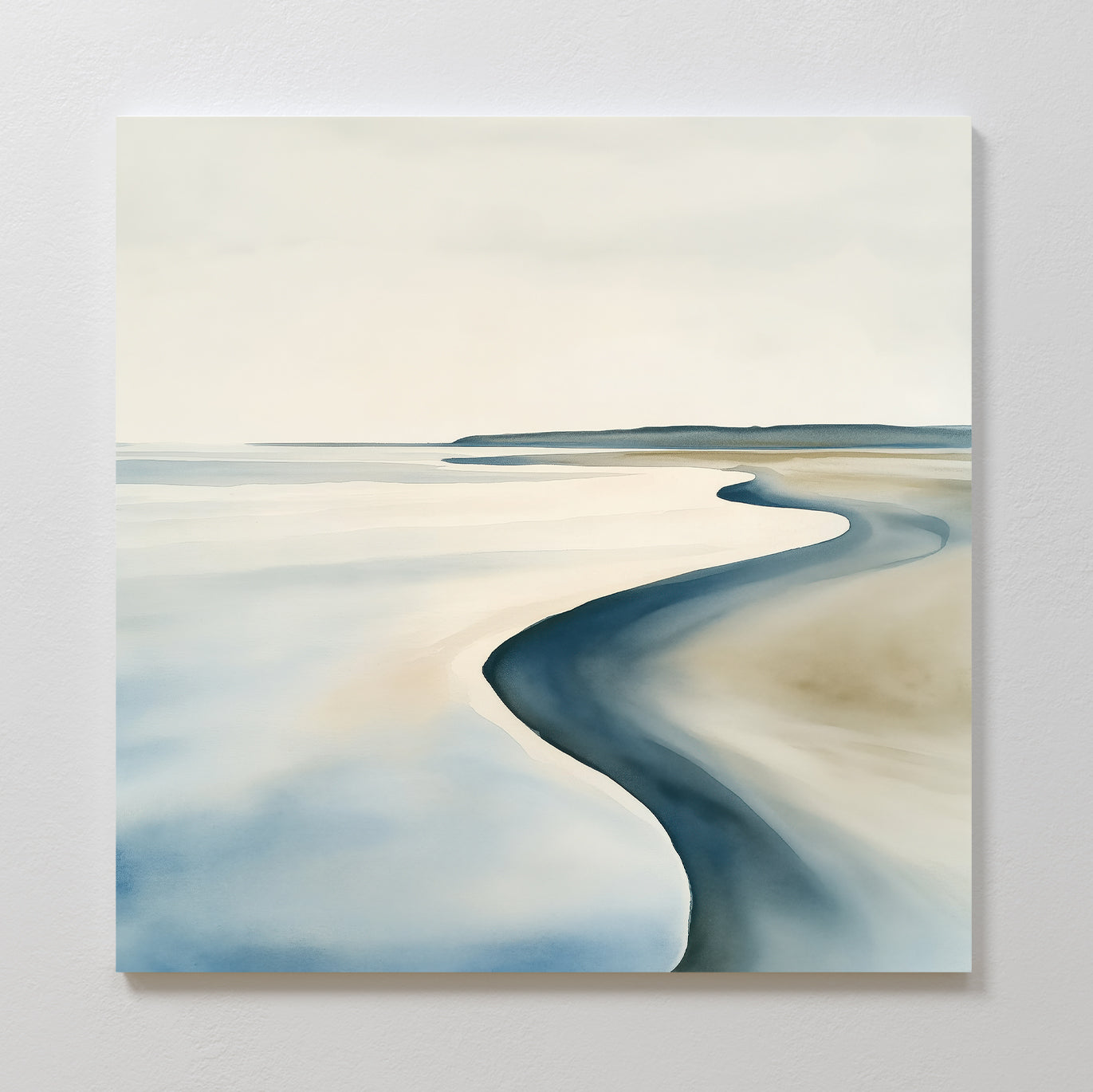 Whispers of the Low Tide – blue coastal canvas wall art print by Aspire Prints