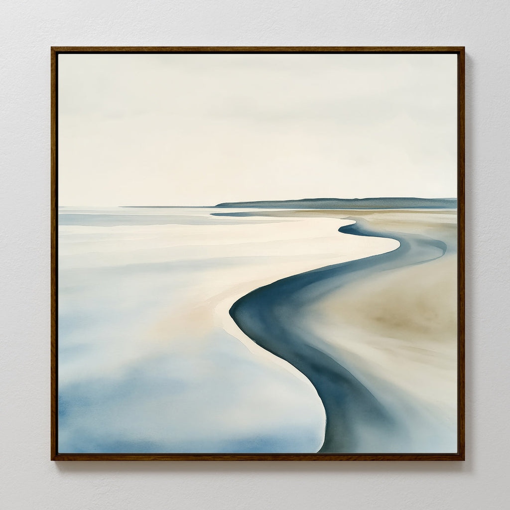 Whispers of the Low Tide – blue coastal canvas wall art print by Aspire Prints