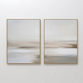 Whispers in Sand & Silence – Set of 2 Canvas Prints set of 2 – beige and white abstract canvas wall art by Aspire Prints