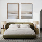 Whispers in Sand & Silence – Set of 2 Canvas Prints set of 2 – beige and white abstract canvas wall art by Aspire Prints